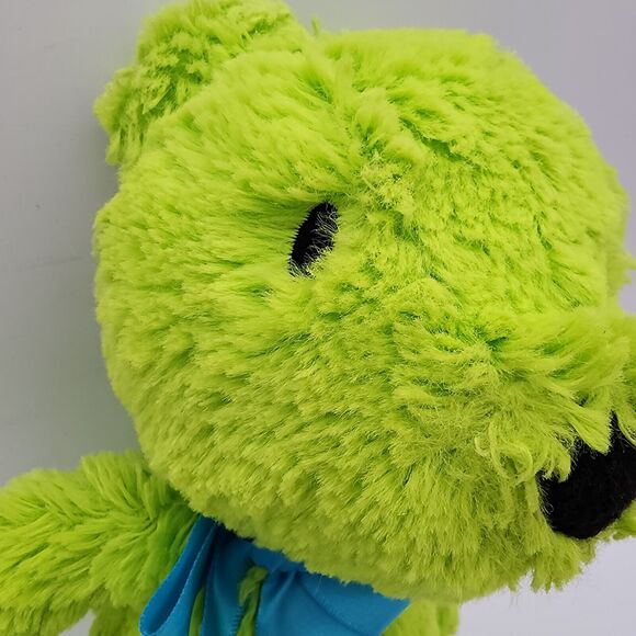 The Childrens Place Green Teddy Bear Plush 12" Blue Bow Heart Stuffed Animal Toy - Picture 5 of 8